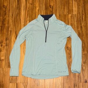 Free fly women’s large 12 14 pullover long sleeve Light Blue Quarter-Zip shirt